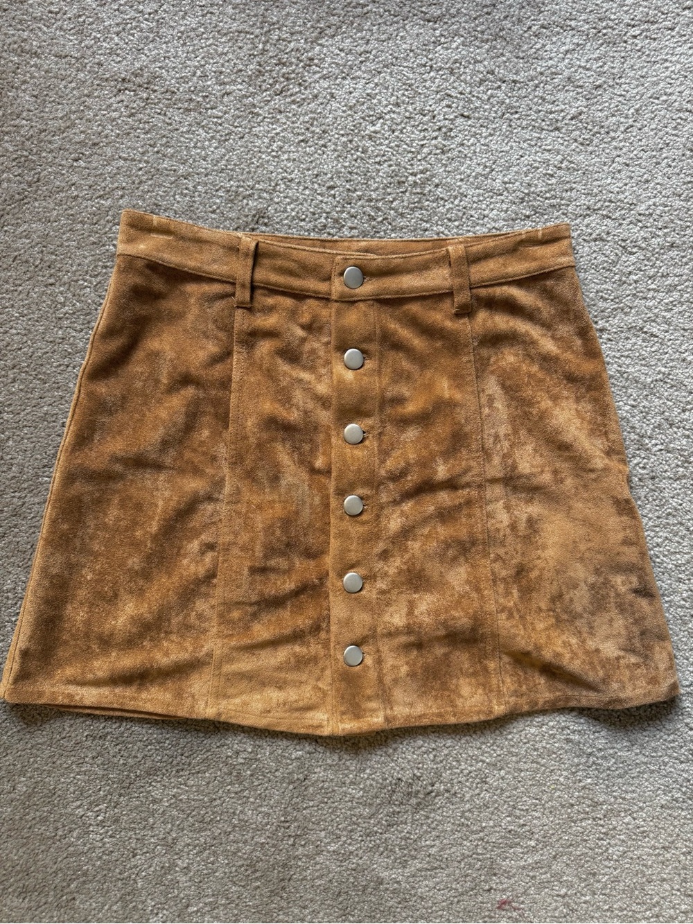 Olivaceous Suede-Look A-Line Mini Skirt